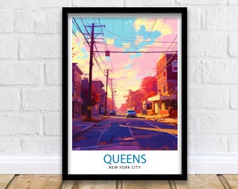 NY Queensbridge Street Poster A3ポスター Queens, New York City
