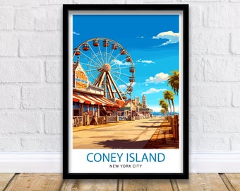 Coney Island Travel Print| - Coney Island Wall Decor Coney Island Poster New York Travel Prints Coney Island Art Print Coney Island