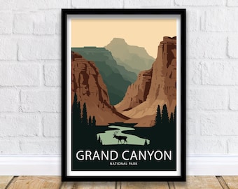 Pôster de viagem do Parque Nacional do Grand Canyon | Arte de parede do Arizona