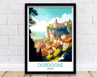 Dordogne France Travel Print  Dordogne Wall Decor Dordogne Poster France Travel Prints Dordogne Art Print Dordogne Illustration Dordogne