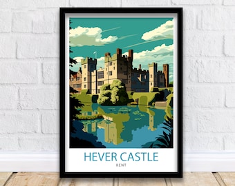 Hever Castle Art Print, Colorful Travel Poster