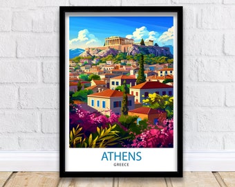 Athens Greece Travel Print  Athens Wall Decor Athens Poster Greece Travel Prints Athens Art Print Athens Illustration Athens Wall Art Greece