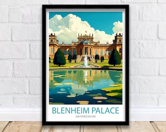 Blenheim Palace Travel Print  Blenheim Palace Wall Art England Travel Poster Blenheim Palace Illustration Gift for Travelers Home Decor