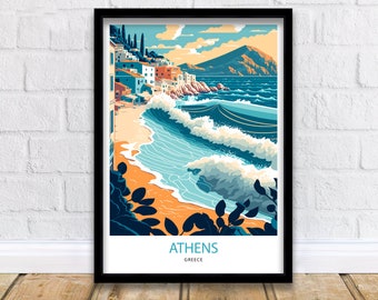 Athens Greece Travel Poster | Beach, Coastal Art Print