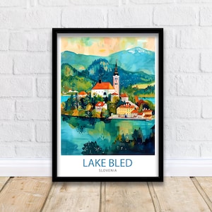 Bleder See Slowenien Reise Print Wanddekoration Wandkunst Bleder See Wandbehang Home Décor Bleder See Geschenk Kunstliebhaber Geschenk für Slowenischen Kunstliebhaber