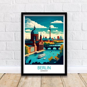 Impresión de viaje a Berlín, Alemania, decoración del muro de Berlín, póster de viaje a Alemania, ilustración de Berlín, arte del muro de Berlín, regalo de Berlín, decoración del hogar de Alemania