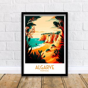 Algarve Travel Print  Algarve  Wall Decor Algarve  Home Living Decor Algarve Portugal Illustration Travel Poster Gift For Algarve