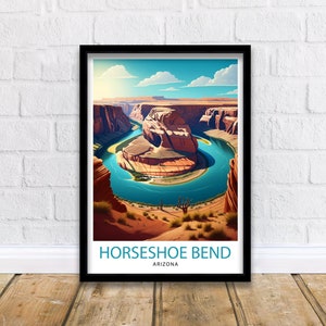 Horseshoe Bend Arizona Travel Print| Arizona Wall Art Arizona Home Decor Arizona Illustration Travel Poster Gift Horseshoe Bend Home Decor