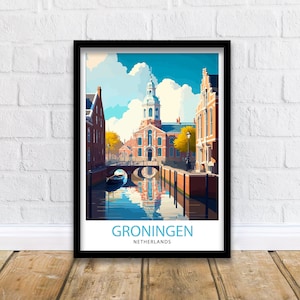 Groningen Netherlands Travel Print  Groningen Wall Decor Netherlands Travel Poster Groningen Art Print Groningen Illustration