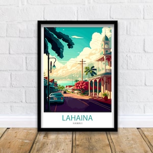 Lahaina Hawaii Travel Print  Lahaina Wall Decor Hawaii Illustration Lahaina Maui Travel Poster Lahaina Hawaii Gift Hawaii Home Decor