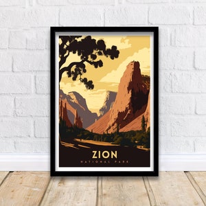 Zion National Park Art Print  | National Park Poster | Zion Print | National Park | National Park Print | National Park Art | Travel Poster