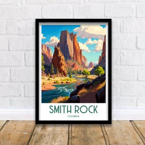 Smith Rock Travel Print|, Columbia Travel Print  Oregon Wall Decor  Smith Rock Poster  USA Travel Prints  Smith Rock Art Print