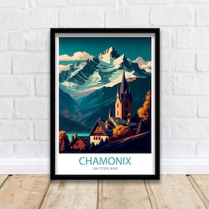 Chamonix Switzerland Travel Print  Chamonix Wall Decor Chamonix Home Living Decor Chamonix Illustration Travel Poster Gift For Chamonix