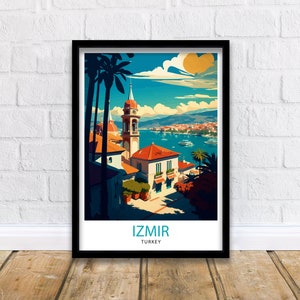 Izmir Turkey Travel Print  Izmir Wall Art Turkey Illustration Travel Poster Izmir Home Decor Gift For Travelers