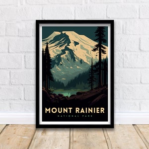 Mount Rainier Travel Print   | National Park Poster | Mount Rainier Print | Travel Poster | National Park Print | Mount Rainier Poster