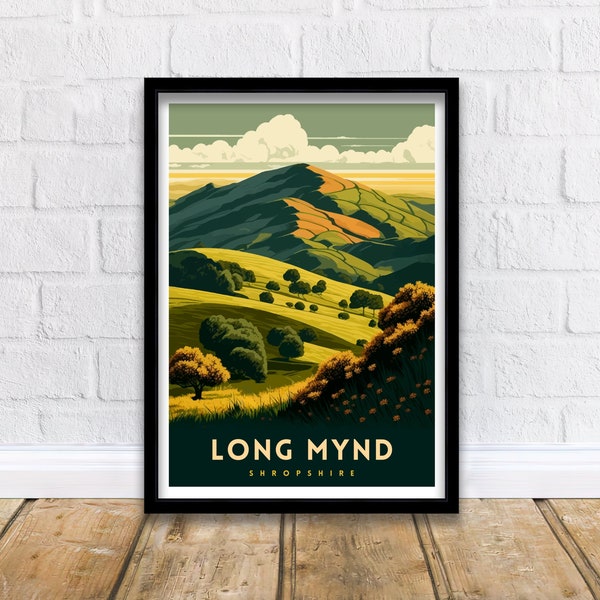 Long Mynd Shropshire Reise-Druck Wanddekor Haus Leben Dekor Long Mynd Shropshire Illustration Reise Poster Long Mynd Shropshire Druck