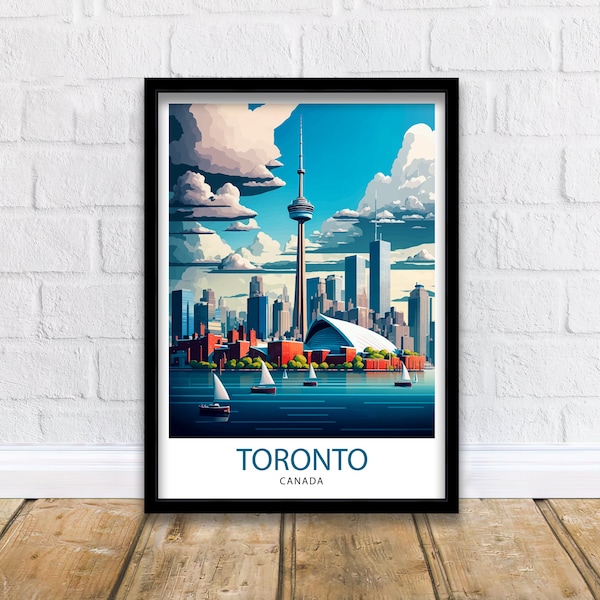 Impression de voyage à Toronto, Canada, art mural Toronto, Canada, illustration, affiche de voyage, cadeau pour les amoureux de Toronto, Canada, décoration d'intérieur