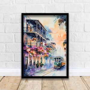 New Orleans Watercolor Painting Wall Art New Orleans Print French Quarter Art Watercolor Art Mardi Gras Decor Louisiana Gift