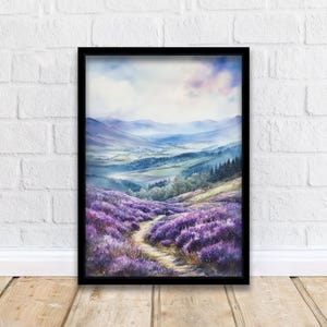 Scottish Highlands Watercolor Painting Scotland Landscape Art Highland Print Scenic Scottish Watercolor Decor