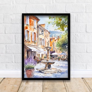 Aix-en-Provence Watercolor Art Print French Cityscape Painting Provence France Travel Decor Francophile Gift