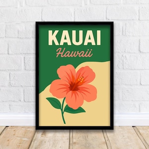 Kauai Vintage Poster Hawaii Beach Art Kauai Print Scenic Coastal Decor Gift for Hawaii Lovers Wanderlust Decor