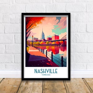 Nashville Travel Print| Nashville Wall Art Music City Decor Nashville Illustration Travel Poster Nashville Souvenir Gift for Nashville Lover