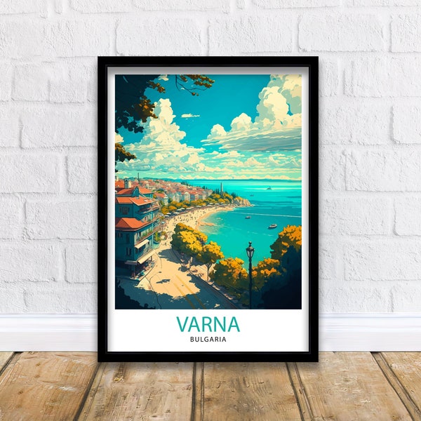 Varna Bulgarien Reise-Druck, Varna Wandkunst, Varna Wohnkultur, Varna Illustration, Bulgarien Reiseplakat, Geschenk für Bulgarien Wohndekor