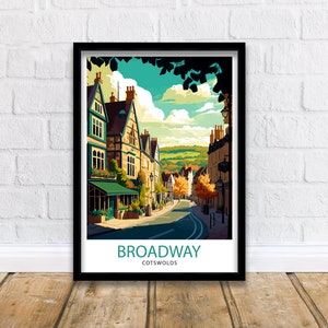 Broadway Cotswold Travel Print  Broadway Wall Decor Cotswold Illustration Travel Poster Gift for Broadway Lovers England Home Decor