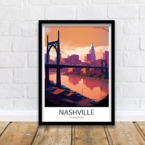 Nashville Travel Print| Nashville Wall Art Nashville Poster Music City Decor Tennessee Print Nashville Illustration Travel Poster Nashville