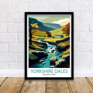 Yorkshire Dales Travel Print  Wall Art, Home Decor Yorkshire Dales Illustration Travel Poster Gift For UK Travelers England Home Decor