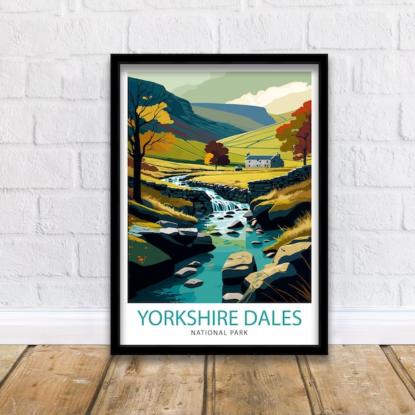 Yorkshire Dales Travel Print  Wall Art, Home Decor Yorkshire Dales Illustration Travel Poster Gift For UK Travelers England Home Decor