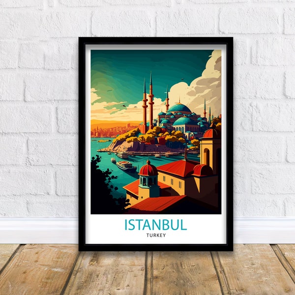 Istanbul Turkey Travel Print  Istanbul Wall Art Turkey Illustration Istanbul Travel Poster Turkey Home Decor Gift for Travelers