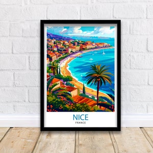 Nice France Travel Print  Nice Wall Art Nice Poster French Riviera Decor Nice Art Print Nice Illustration Nice Wall Decor France Print Nice