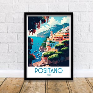 Positano Italy Travel Print  Positano Wall Decor Positano Poster Italy Travel Prints Positano Art Print Positano Italy Illustration
