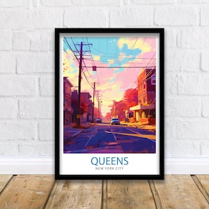 Queens, New York City Travel Print| Queens Wall Decor Queens Poster NYC Travel Prints Queens Art Print Queens Illustration Queens Wall Art