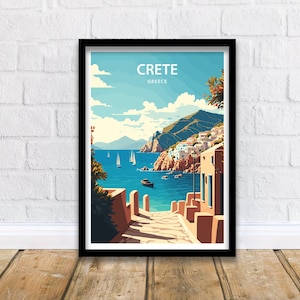 Crete Art Print  | Travel Poster | Greece Travel Print | Crete Travel Art | Greece Poster, Greece Print