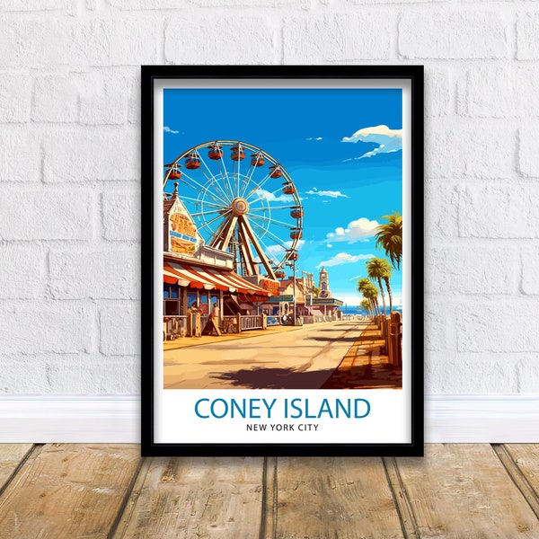 Coney Island Travel Print| - Coney Island Wall Decor Coney Island Poster New York Travel Prints Coney Island Art Print Coney Island