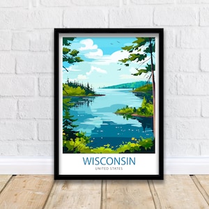 Wisconsin Travel Print Wall Decor Wall Art Wisconsin Wall Hanging Home Décor Wisconsin Gift Art Lovers USA Art Lover Gift Print