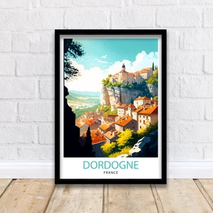Dordogne France Travel Print  Dordogne Wall Decor Dordogne Poster France Travel Prints Dordogne Art Print Dordogne Illustration Dordogne