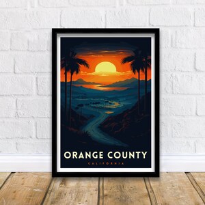 Orange County California Travel Print  OC Wall Decor Orange County Poster California Travel Prints OC Art Print OC Illustration