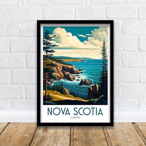 Nova Scotia Canada Travel Print Home Living Decor Nova Scotia Illustration Travel Poster Canada Gift Nova Scotia Wall Art