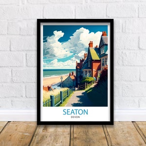 Seaton Devon Travel Print  Seaton Wall Art Seaton Illustration Seaton Poster Seaton UK Travel Decor Seaton Souvenir Seaton Gift