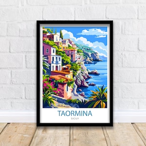 Taormina Sicily Travel Print Wall Decor Wall Art Taormina Wall Hanging Home Décor Taormina Gift Art Lovers Italian Art Lover Gift Print Art