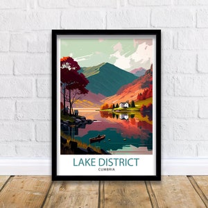 Lake District Cumbria Travel Print  Lake District Wall Art Lake District Home Decor Lake District Illustration Travel Poster, Gift for Lake