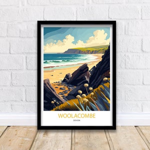Woolacombe Travel Print  |North Devon| Travel Poster| Woolacombe Beach| Woolacombe| Devon Print| Woolacombe Print| Wall Art| Woolacombe