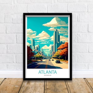 Atlanta Travel Print  Atlanta Wall Decor Atlanta Home Living Decor Atlanta Illustration Travel Poster Gift for Atlanta Georgia Home Decor