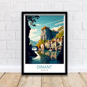 Dinant Belgium Travel Print  Dinant Wall Decor Dinant Poster Belgium Travel Prints Dinant Art Print Dinant Illustration Dinant Wall Art