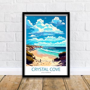 Crystal Cove Beach California Travel Print| Poster Wall Decor Home Living Decor California Beach Illustration Travel Poster Gift for Beach