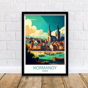 Normandy France Travel Print  Normandy Wall Decor Normandy Poster France Travel Prints Normandy Art Print Normandy Illustration