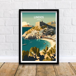 Lindos Travel Print  | Travel Poster | Lindos Print | Greece | Rhodes | Lindos | Lindos Rhodes | Wall Art | Poster | Rhodes Island